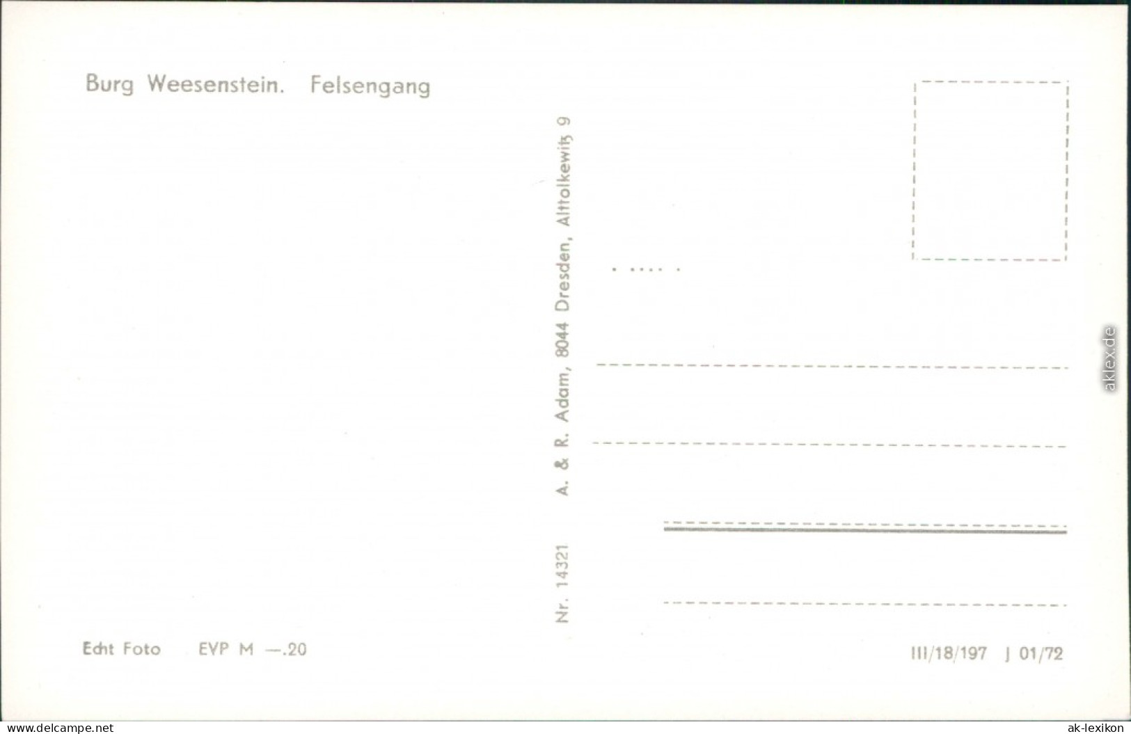 Ansichtskarte Weesenstein (Müglitz) Schloss Weesenstein - Felsengang 1977 - Weesenstein A. D. Müglitz