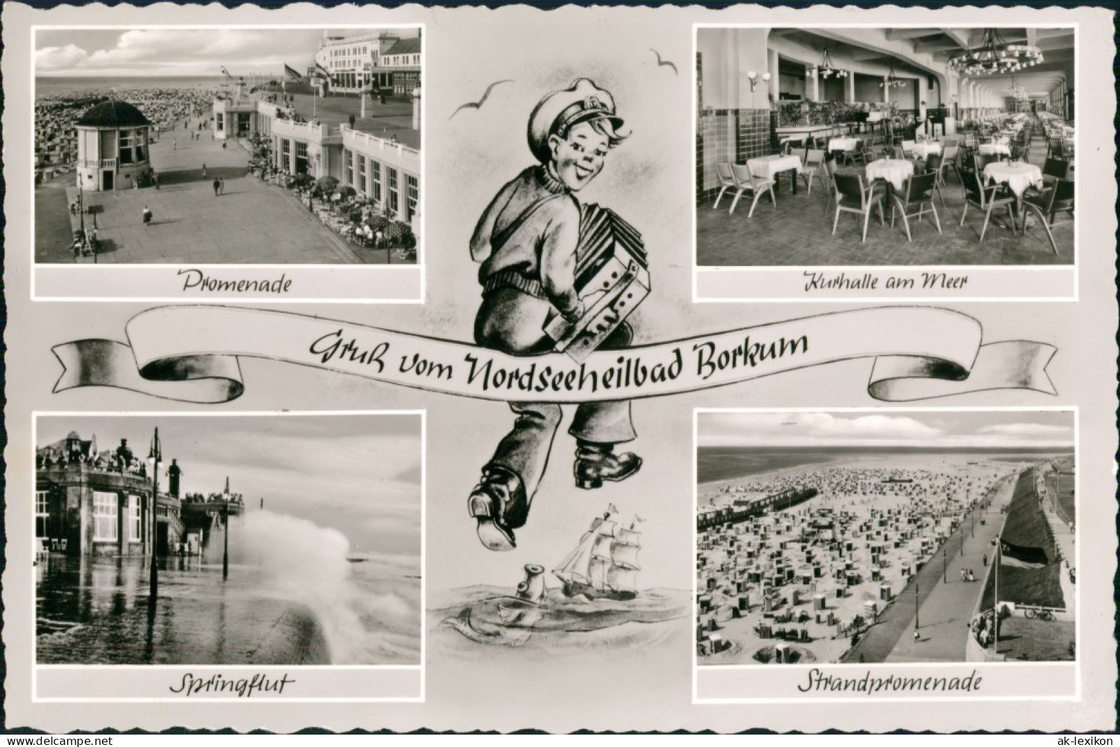 Ansichtskarte Borkum Promenade, Springflut 1962 - Borkum