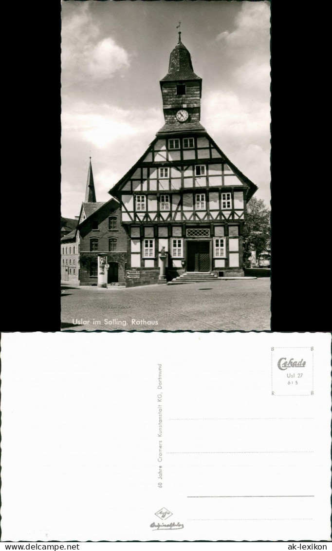 Ansichtskarte Uslar Rathaus Fachwerkhaus Strassen Partie 1960/1961 - Uslar