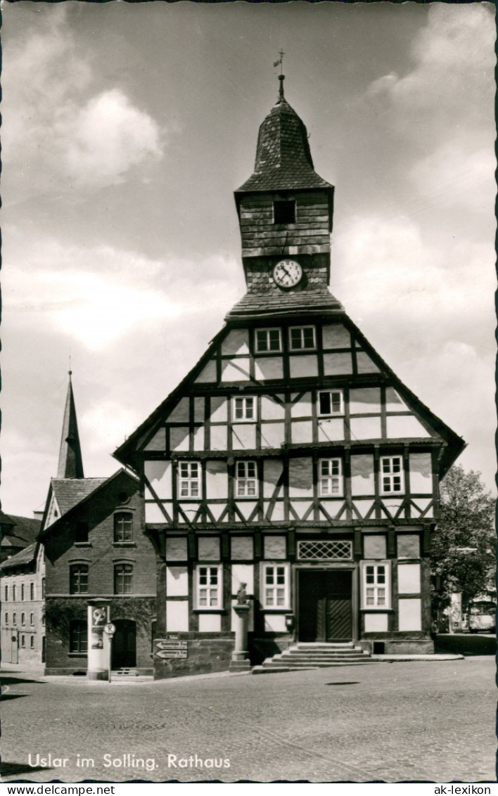 Ansichtskarte Uslar Rathaus Fachwerkhaus Strassen Partie 1960/1961 - Uslar