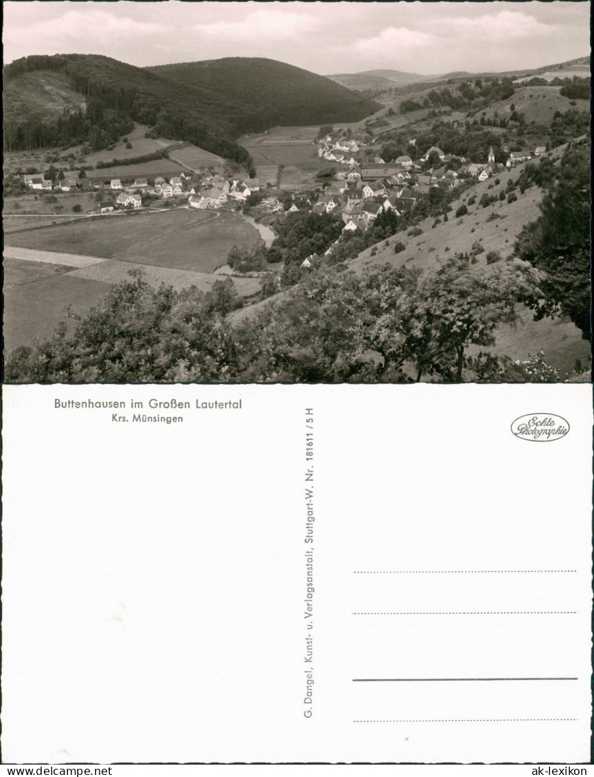Buttenhausen-Münsingen (Württemberg) Panorama-Ansicht Lautertal Dorf  1960 - Muensingen