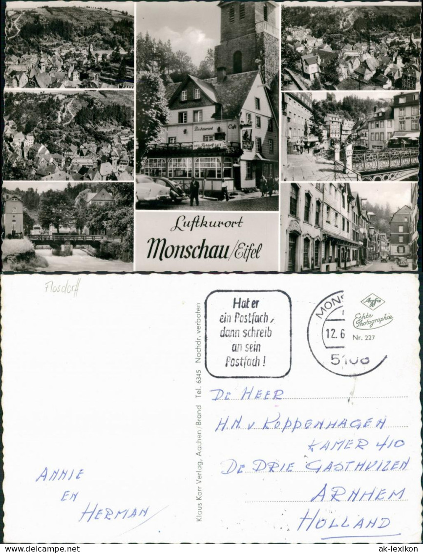 Monschau/Eifel Montjoie Mehrbild-AK Eifel Stadt Mit 7 Echtfoto-Ansichten 1960 - Monschau