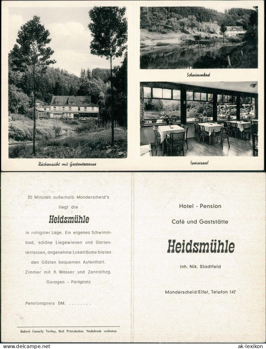 Manderscheid Reklamekarte Café Gaststätte Heidsmühle Inh. Nik. Stadtfeld 1950 - Manderscheid