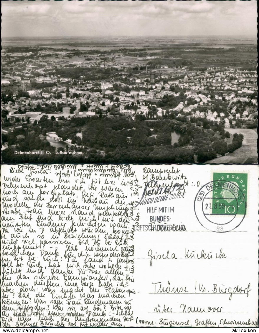 Ansichtskarte Delmenhorst Demost Luftbild Überflug Stadt Panorama 1959 - Delmenhorst