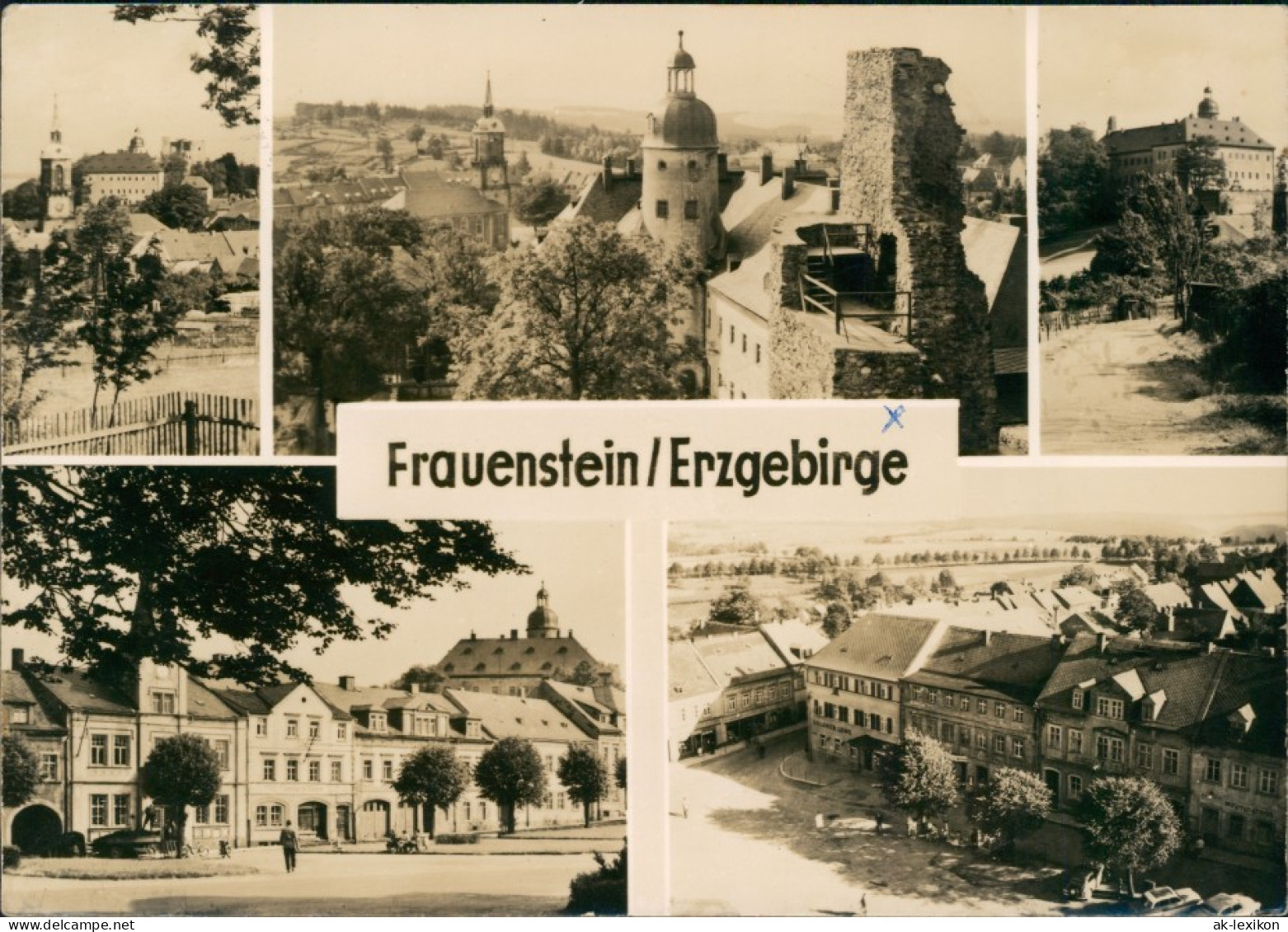 Ansichtskarte Frauenstein (Erzgebirge) MB: Stadt, Marktplatz 1963 - Frauenstein (Erzgeb.)