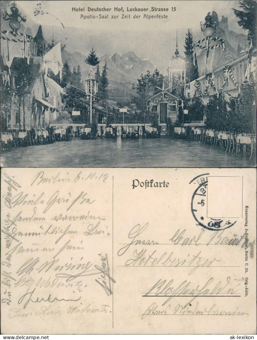 Ansichtskarte Kreuzberg-Berlin Hotel Deutscher HOf, Luckauer Strasse 15 1912  - Kreuzberg