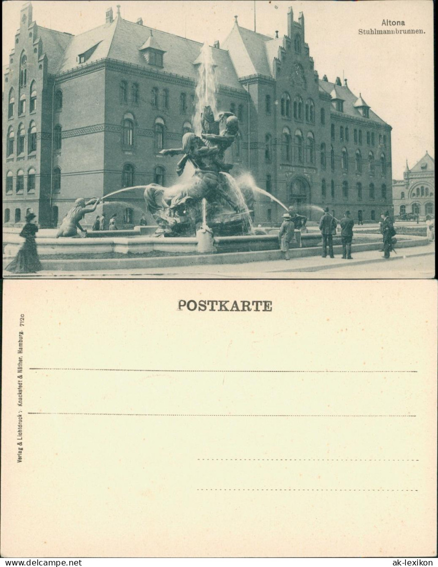 Ansichtskarte Altona-Hamburg Partie Am Stuhlmannbrunnen 1908 - Altona