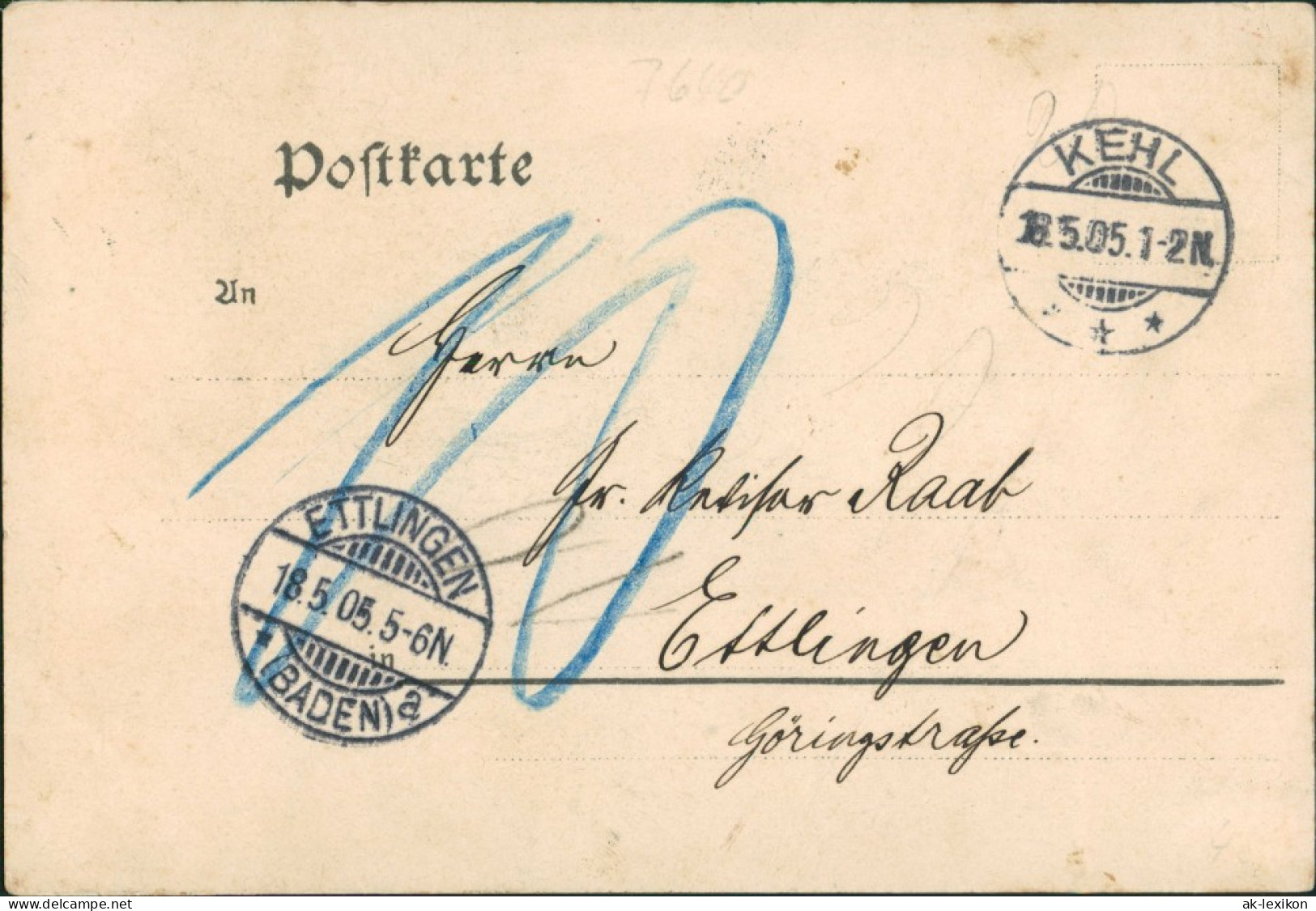 Ansichtskarte Kehl (Rhein) Straßenpartie Straßenbahn - Offener Wagen 1905 - Kehl