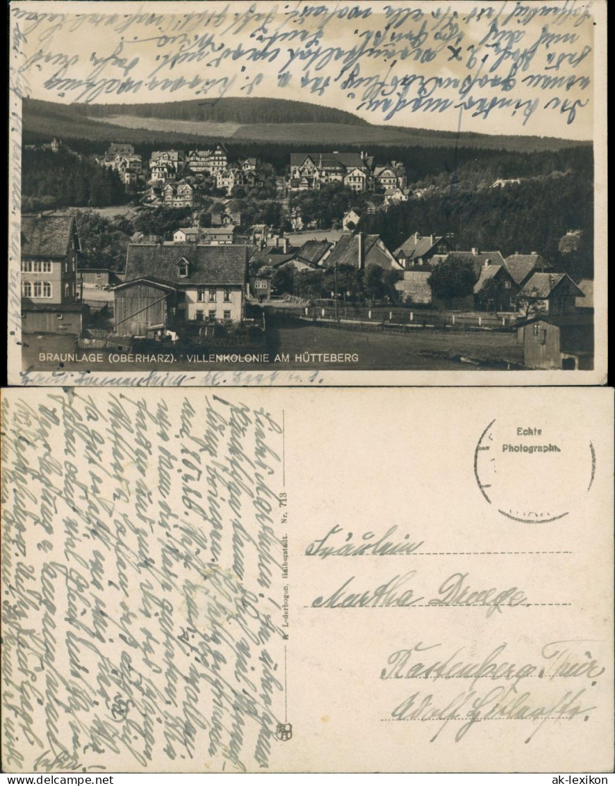 Ansichtskarte Braunlage Villenkolonie Am Hüttenberg 1932 - Braunlage