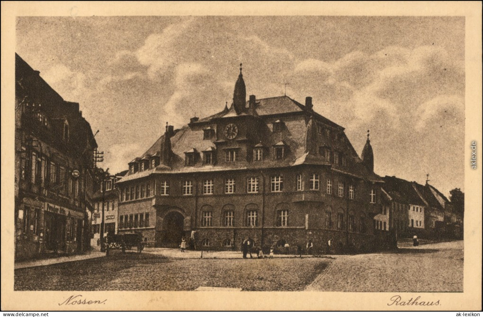 Ansichtskarte Nossen Gasthaus, Straße, Rathaus 1928  - Nossen