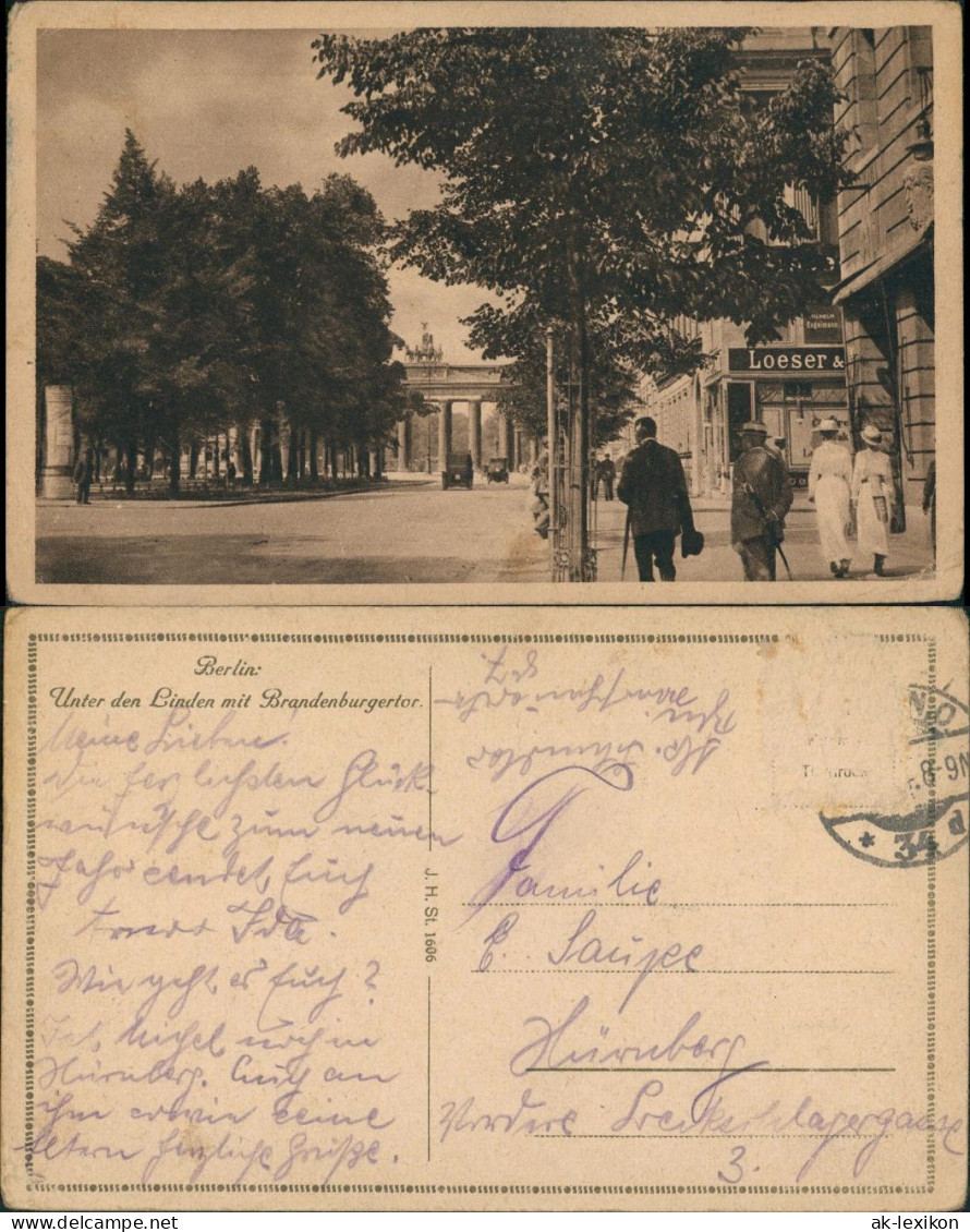 Ansichtskarte Mitte-Berlin Brandenburger Tor, Belebt Geschäfte Loeser 1922 - Porta Di Brandeburgo