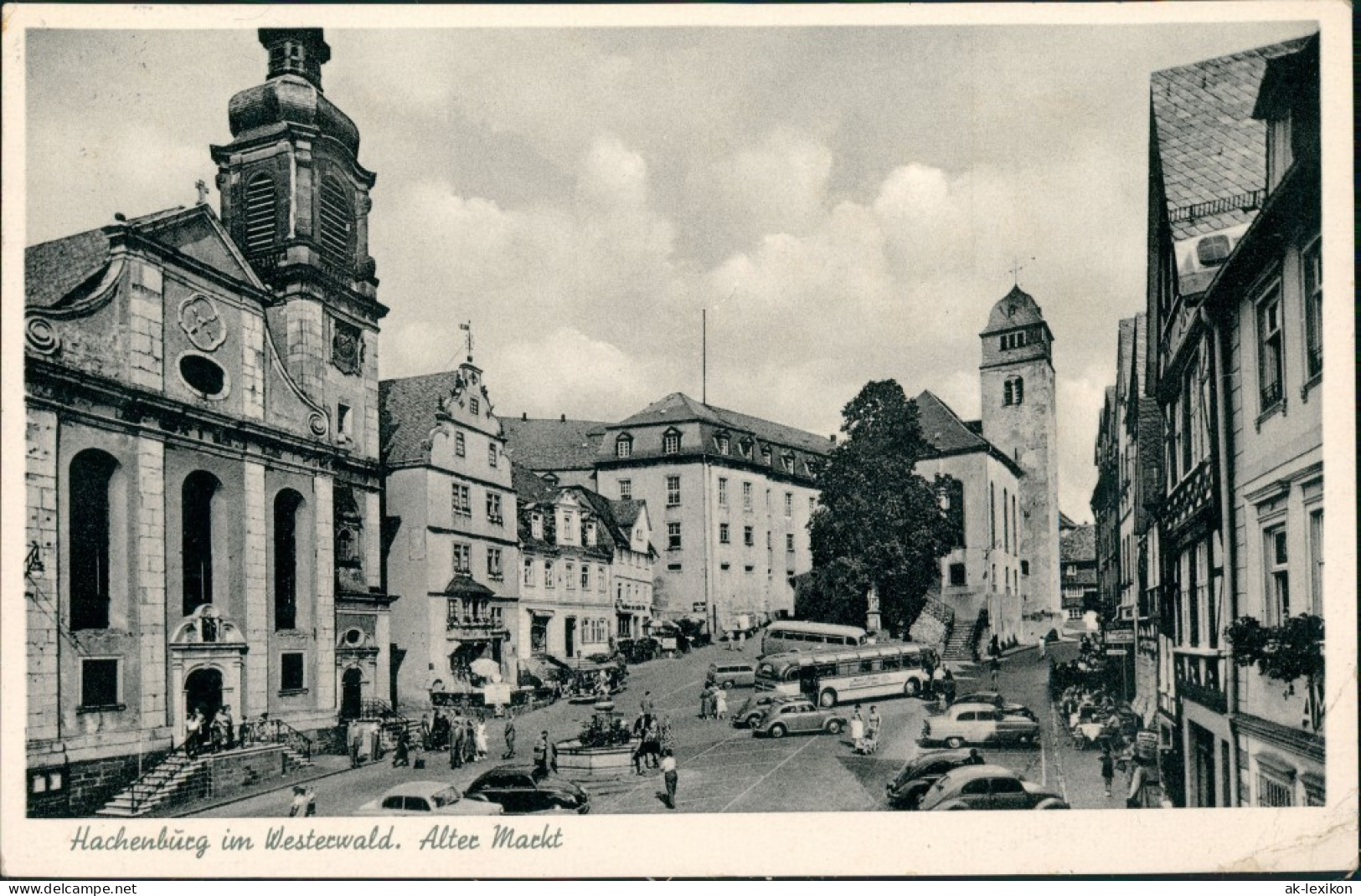 Ansichtskarte Hachenburg Markt - Auto VW Käfer Bus 1956 - Hachenburg