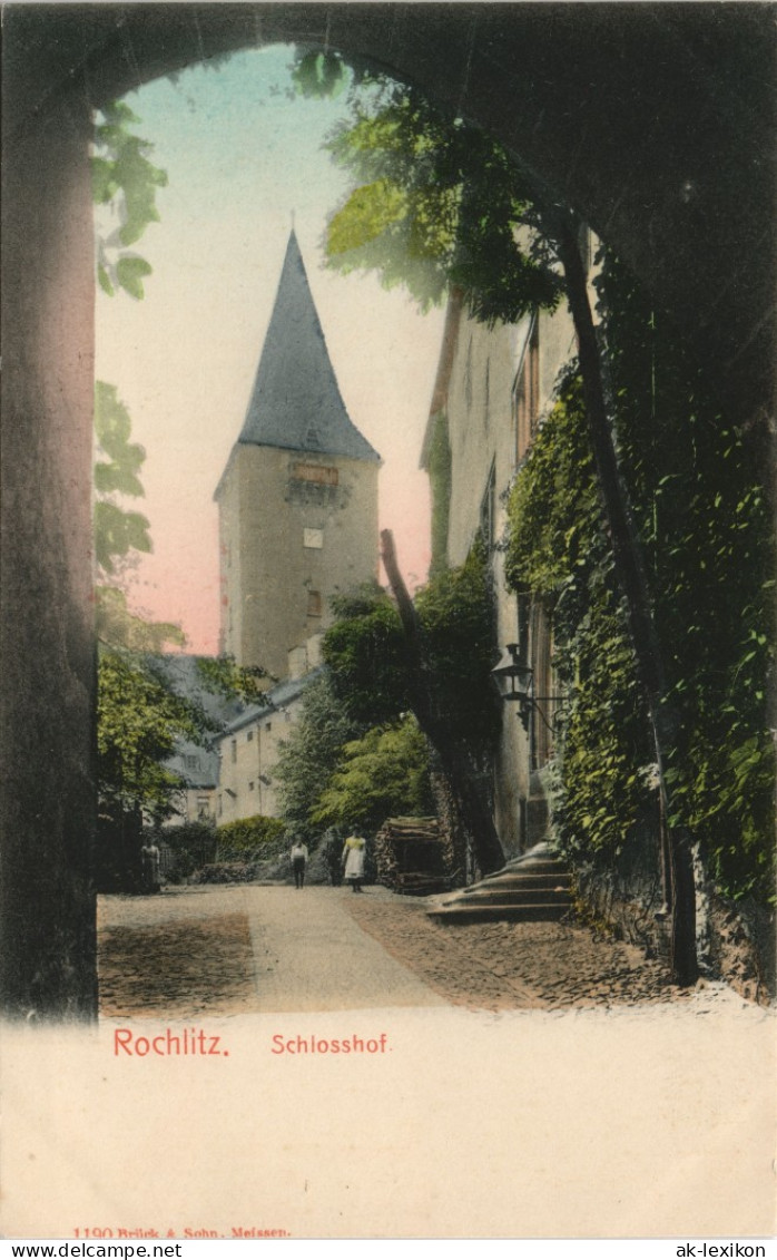 Ansichtskarte Rochlitz Schloss - Hof, Coloriert 1904 - Rochlitz