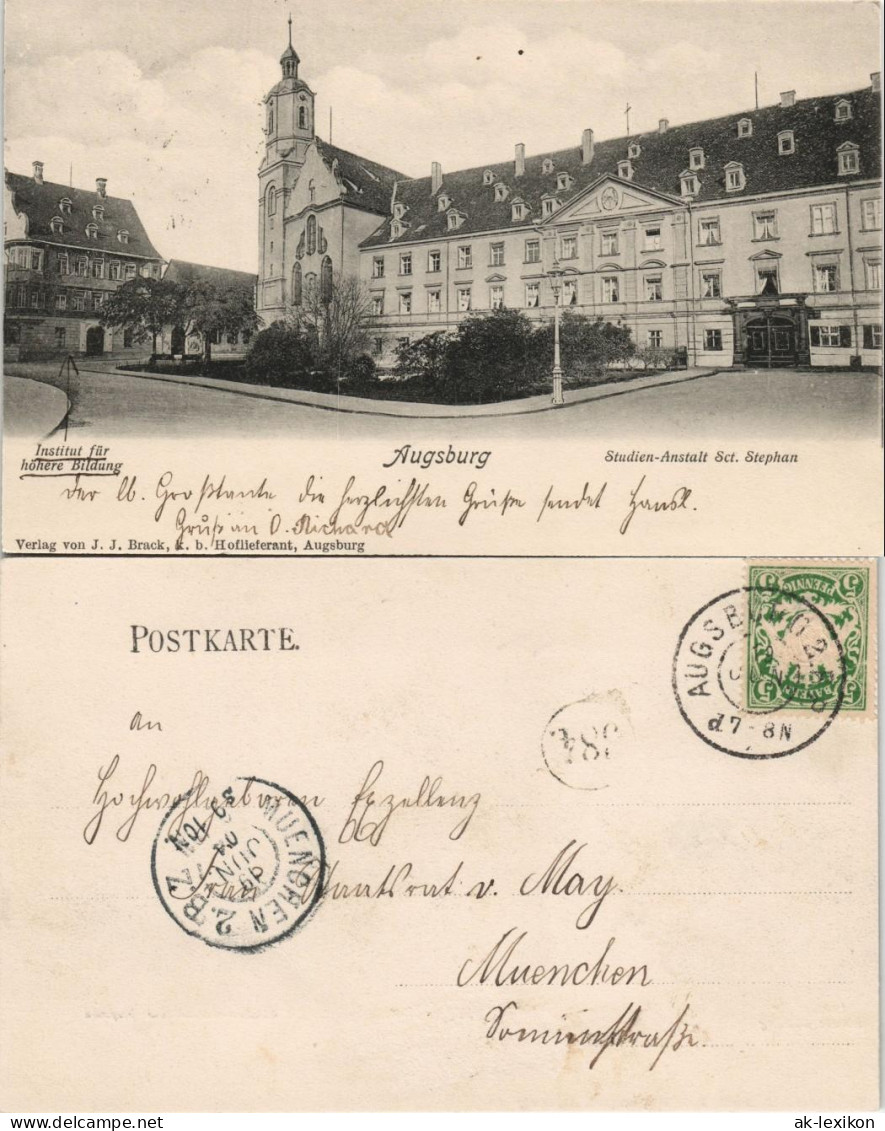 Ansichtskarte Augsburg Institut Höhere Bildung 1904 - Augsburg