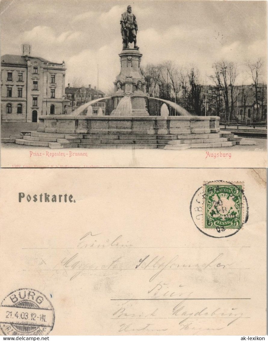 Ansichtskarte Augsburg Prinz Regenten Brunnen 1903 - Augsburg