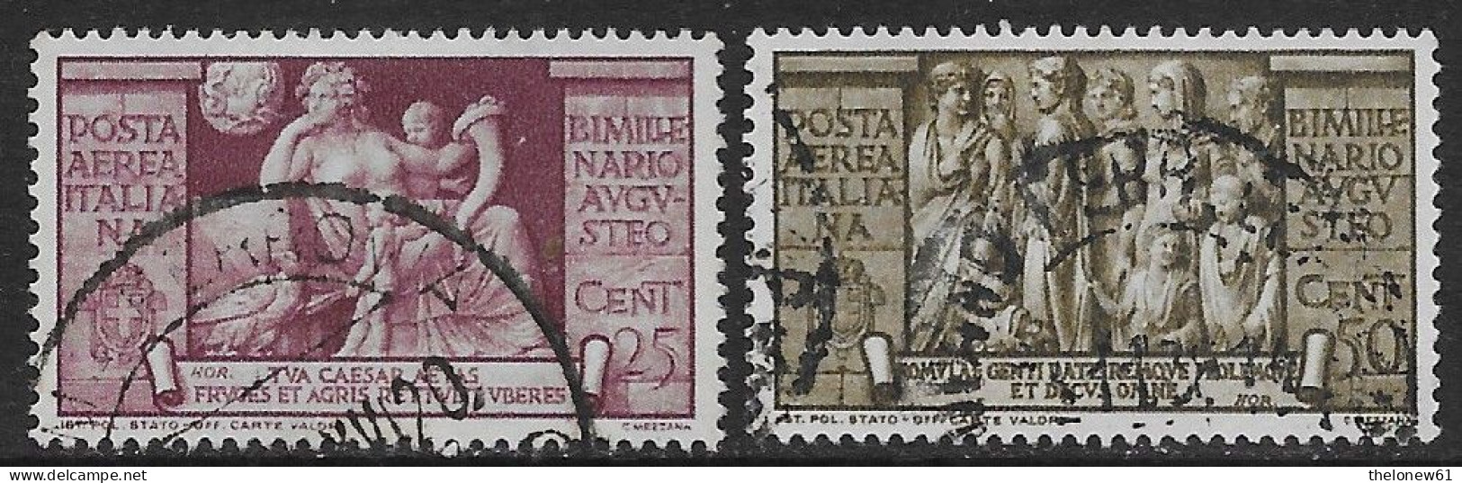 Italia Italy 1937 Regno Augusto Aerea 2val Sa N.A106-A107 US - Poste Aérienne
