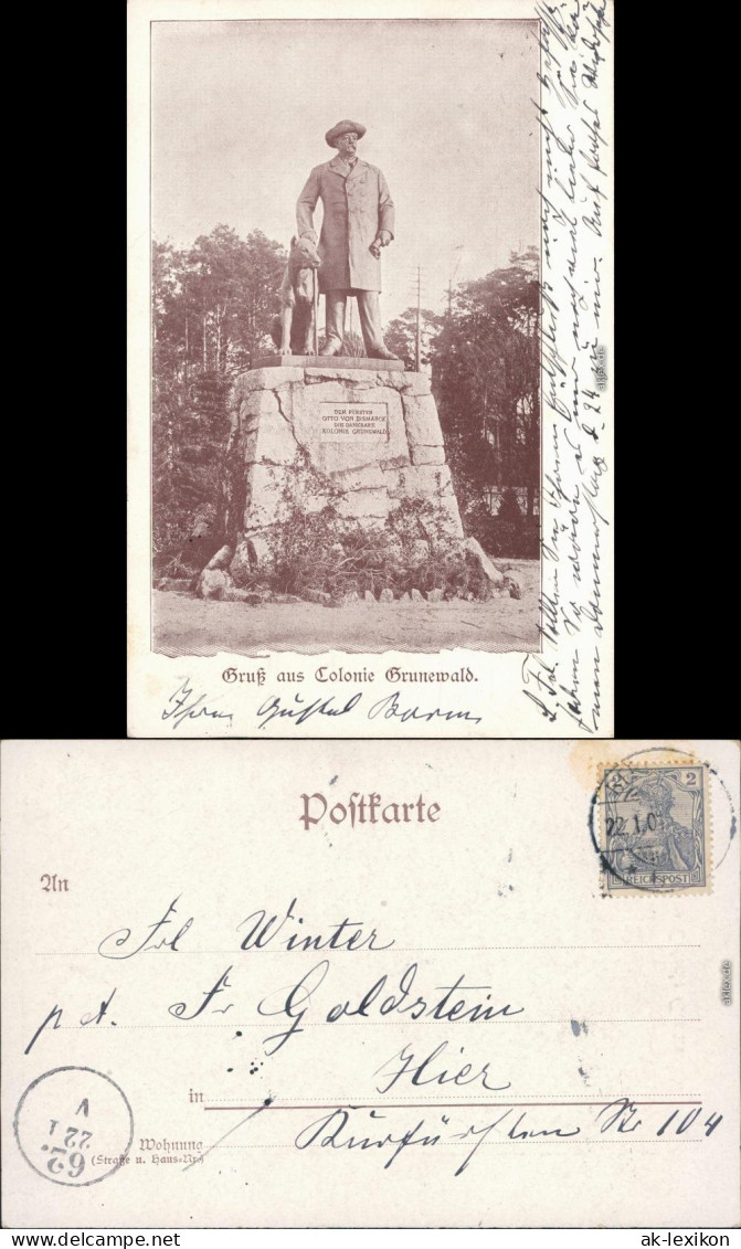 Ansichtskarte Grunewald-Berlin Otto Von Bismarck Denkmal 1907 - Grunewald