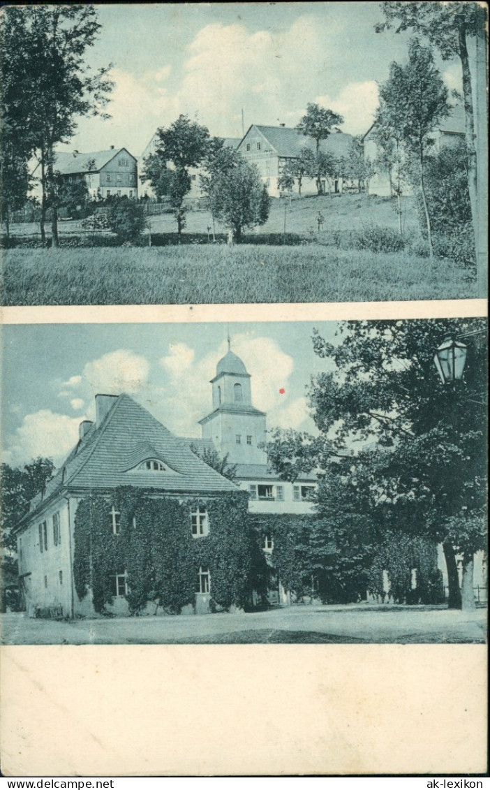 Ansichtskarte Rennersdorf-Neudörfel-Stolpen 2 Bild: Gutshaus, Stadt 1917 - Stolpen