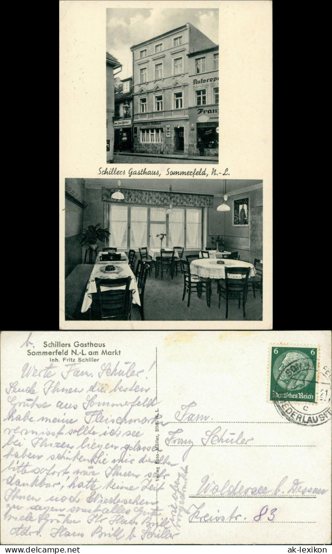 Sommerfeld (Neumark) Lubsko Schillers Gasthaus 2B Gaststube B Srau Zary 1938 - Neumark