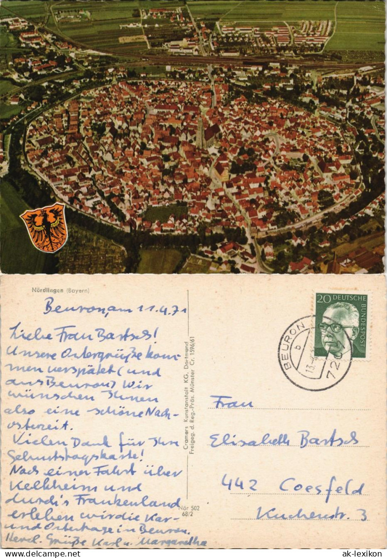 Ansichtskarte Nördlingen Luftbild 1968 - Noerdlingen