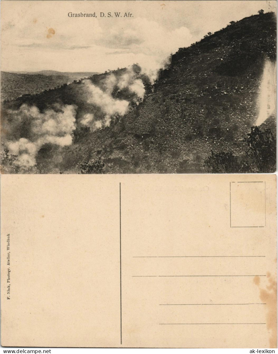 Postcard .Namibia Deutsch-Südwestafrika DSWA Kolonie Grasbrand 1909 - Namibië
