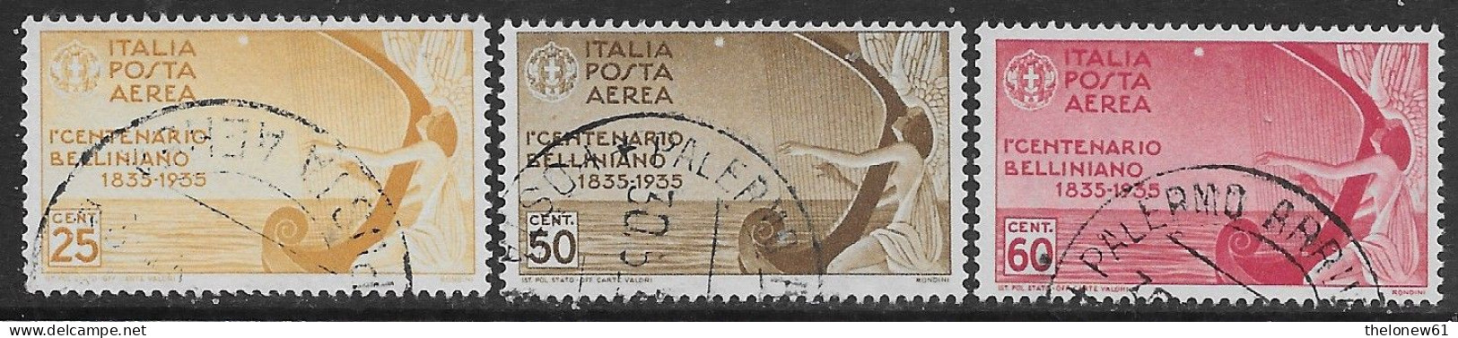 Italia Italy 1935 Regno Bellini Aerea 3val Sa N.A90-A92 US - Posta Aerea