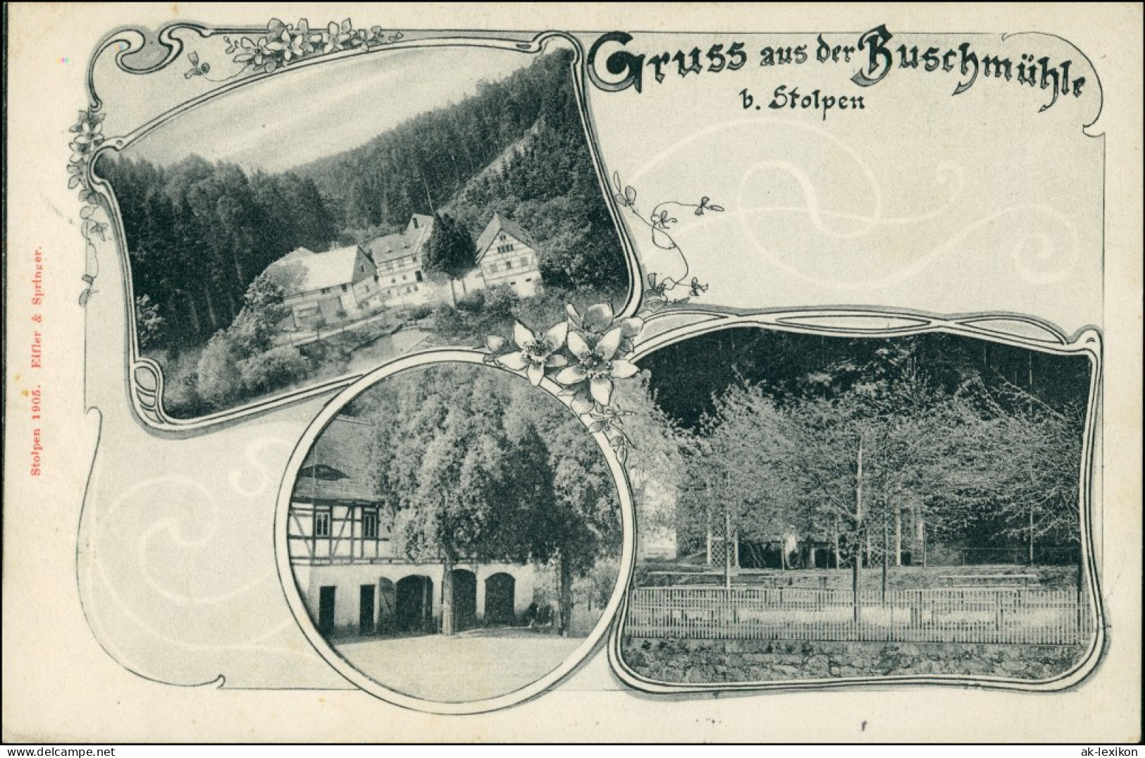 Ansichtskarte Rennersdorf-Neudörfel-Stolpen 3 Bild: Buschmühle 1906 - Stolpen