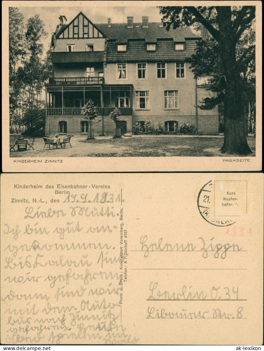 Ansichtskarte Zinnitz (Niederlausitz)-Calau Kalawa Kinderheim 1931 - Calau