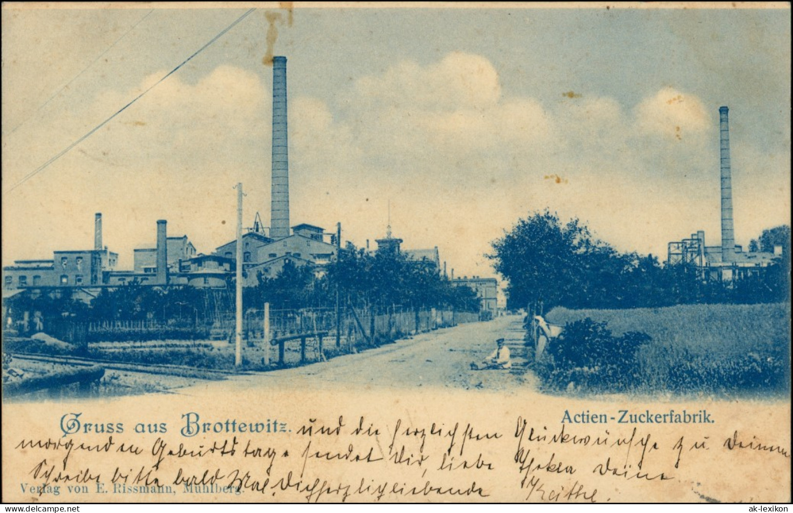 Ansichtskarte Brottewitz-Mühlberg/Elbe Miłota Actien Zuckerfabrik 1900 - Mühlberg