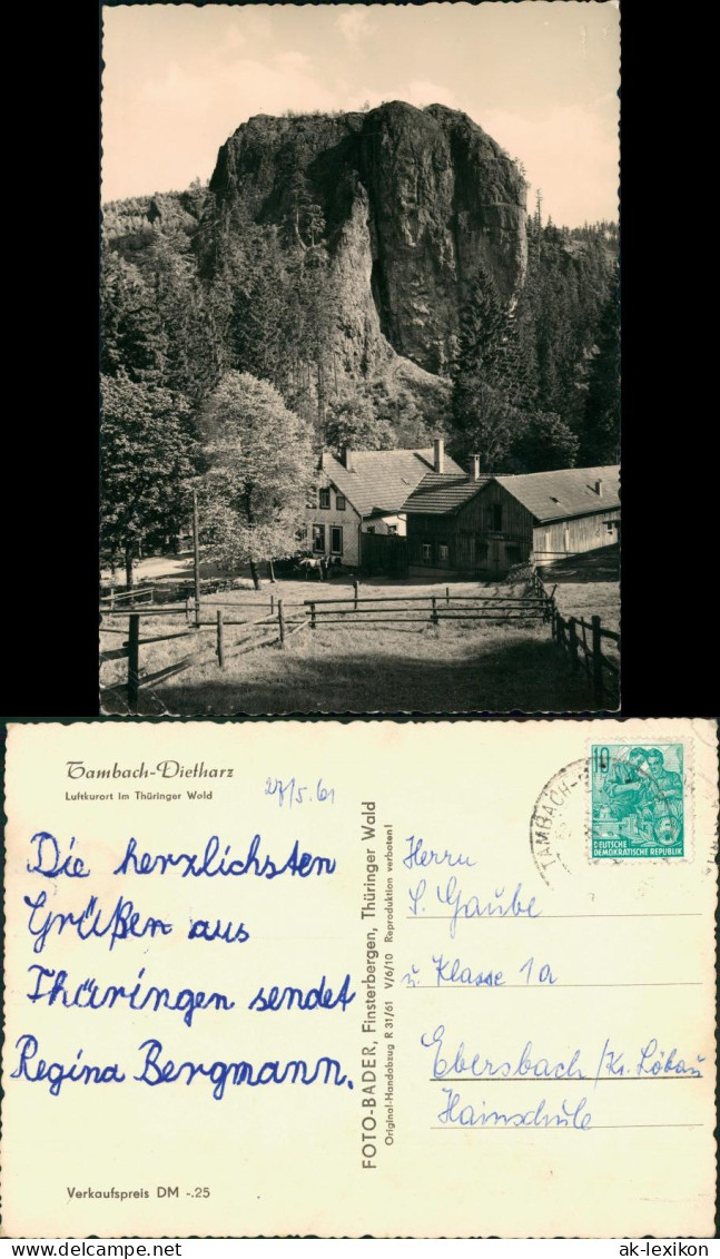 Tambach-Dietharz DDR AK Luftkurort Im Thüringer Wald, Fels Partie Mit Haus 1960 - Tambach-Dietharz