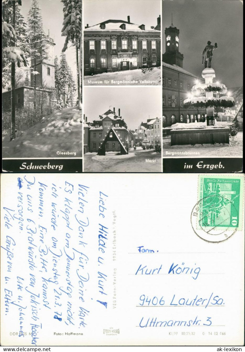 Schneeberg (Erzgebirge) DDR Mehrbild-AK Mit Gleesberg, Markt, Museum Uvm. 1977 - Schneeberg