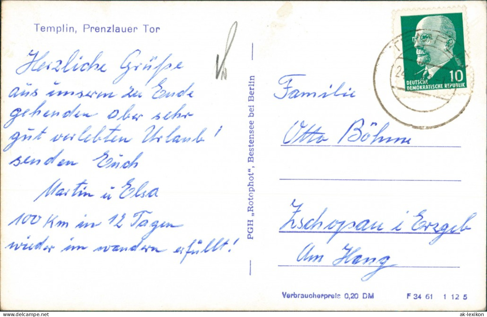 Ansichtskarte Templin Prenzlauer Tor 1961 - Templin