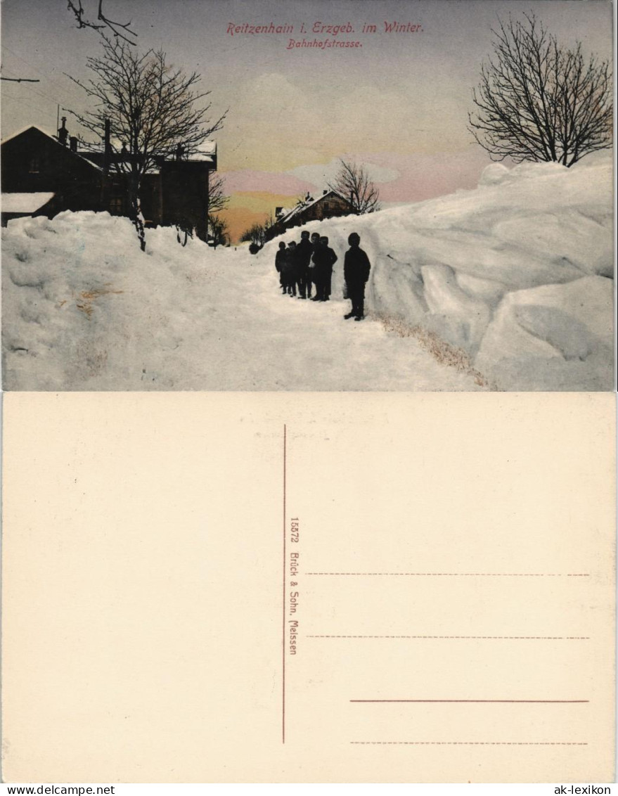 Reitzenhain-Marienberg Im Erzgebirge Bahnhofstraße Im Winter 1913 - Marienberg