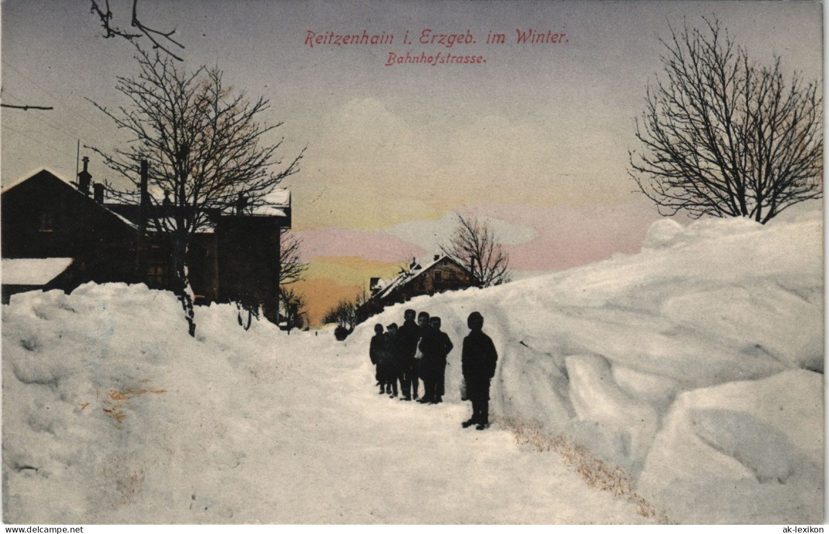 Reitzenhain-Marienberg Im Erzgebirge Bahnhofstraße Im Winter 1913 - Marienberg