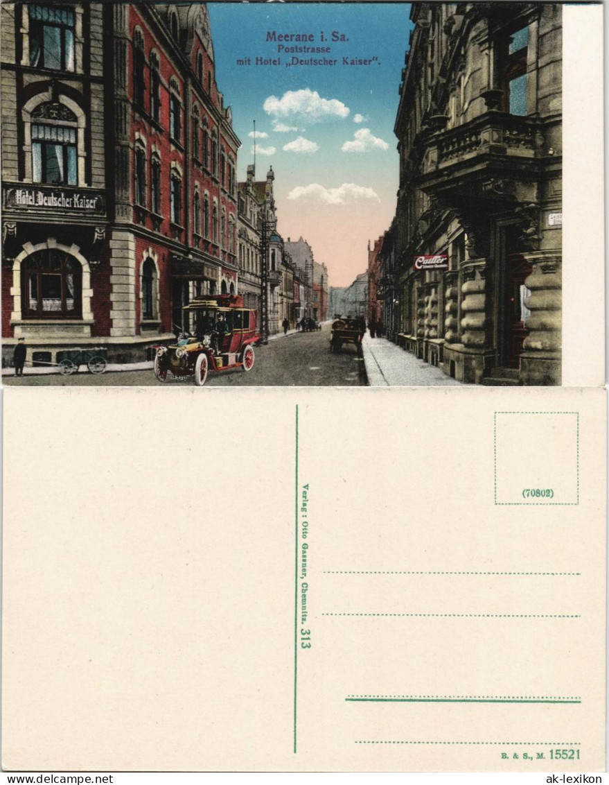 Ansichtskarte Meerane Poststraße Mit Hotel Deutscher Kaiser 1913 - Meerane