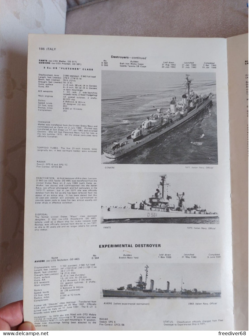 JANE'S FIGHTING SHIPS 1971-72 RARISSIMA copia Marina Militare Vespucci Palinuro NImitz Ark Royal Vittorio Veneto