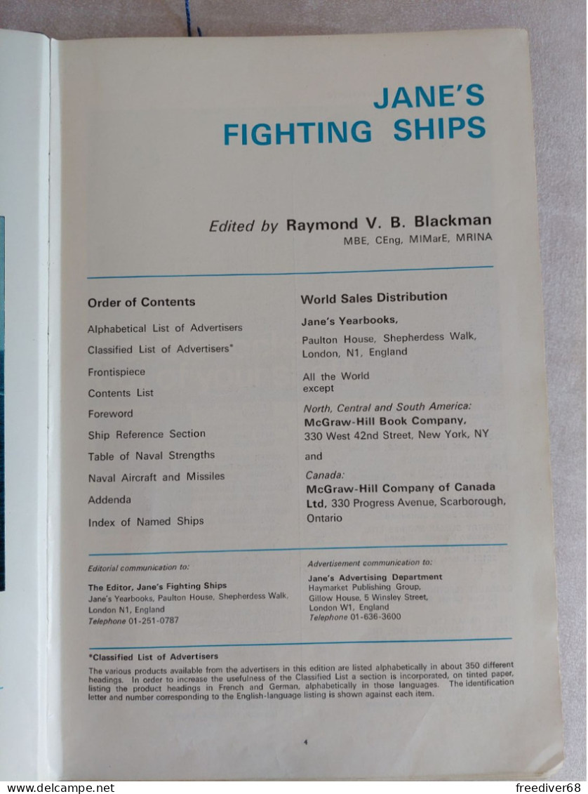 JANE'S FIGHTING SHIPS 1971-72 RARISSIMA copia Marina Militare Vespucci Palinuro NImitz Ark Royal Vittorio Veneto