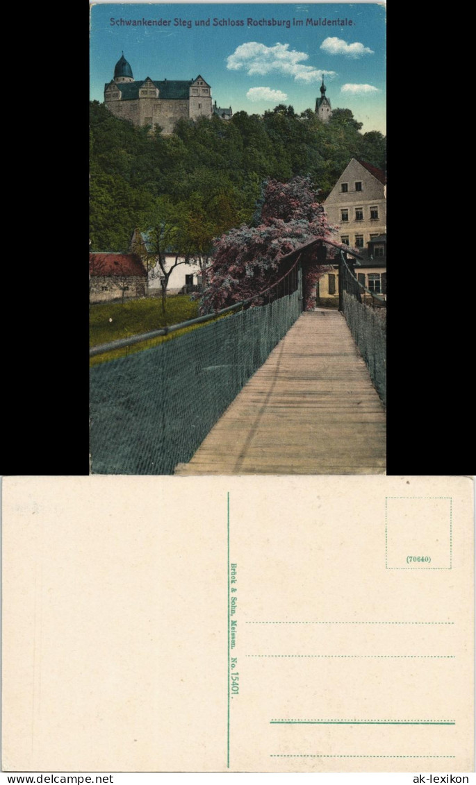 Rochsburg-Lunzenau Schwankender Steg Und Schloss Rochsburg Im Muldentale. 1913 - Lunzenau