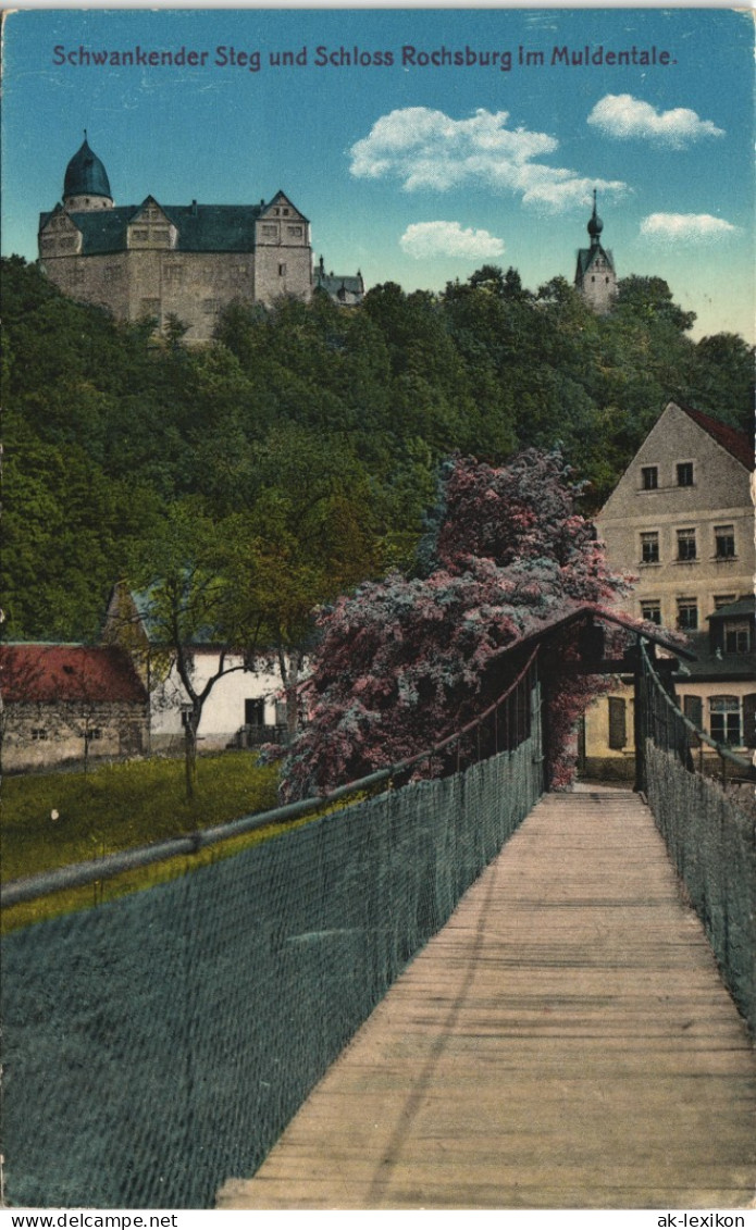 Rochsburg-Lunzenau Schwankender Steg Und Schloss Rochsburg Im Muldentale. 1913 - Lunzenau