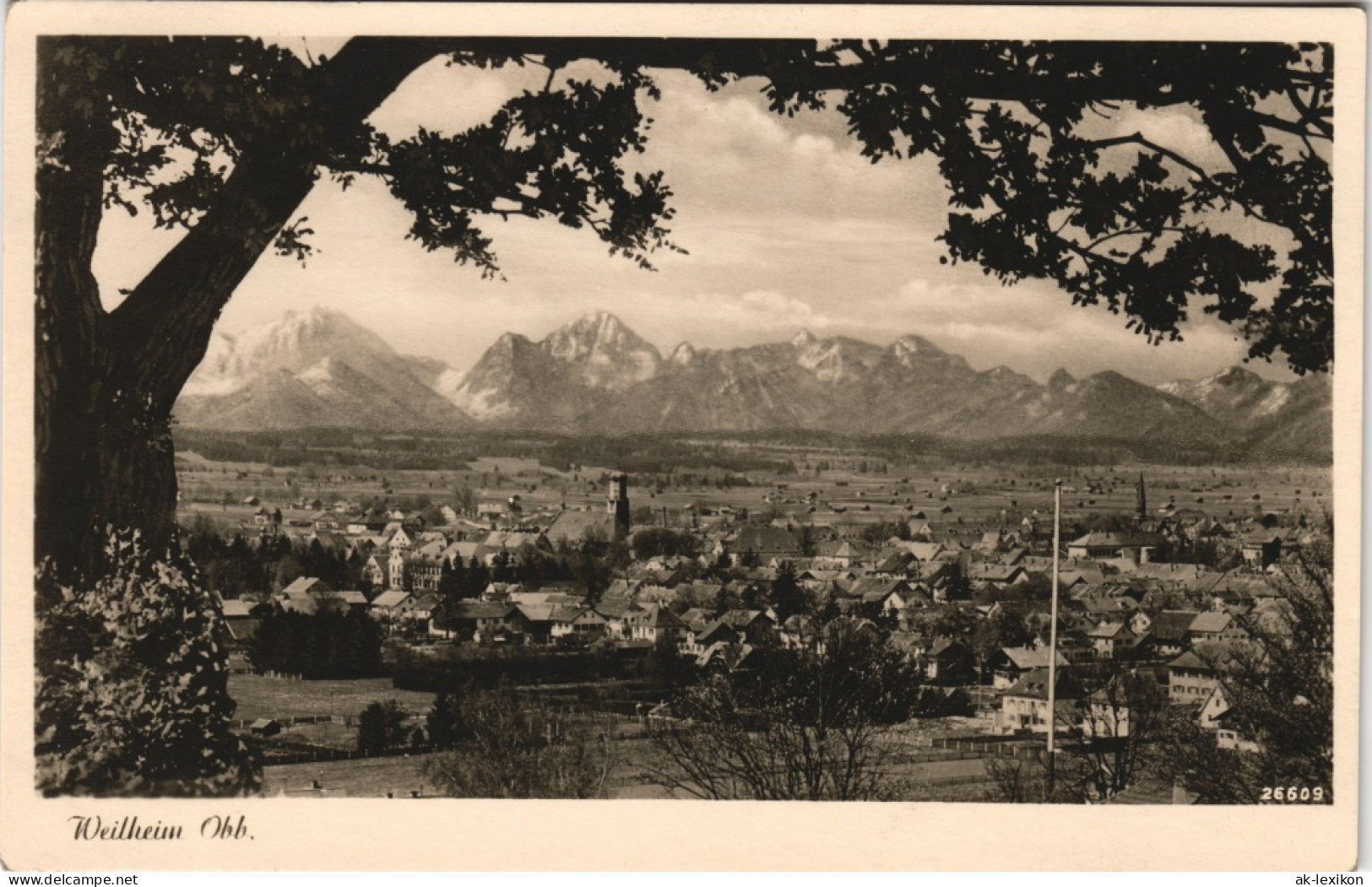 Weilheim (Oberbayern) Panorama Gesamtansicht Fernblick Alpen Berge 1935 - Weilheim