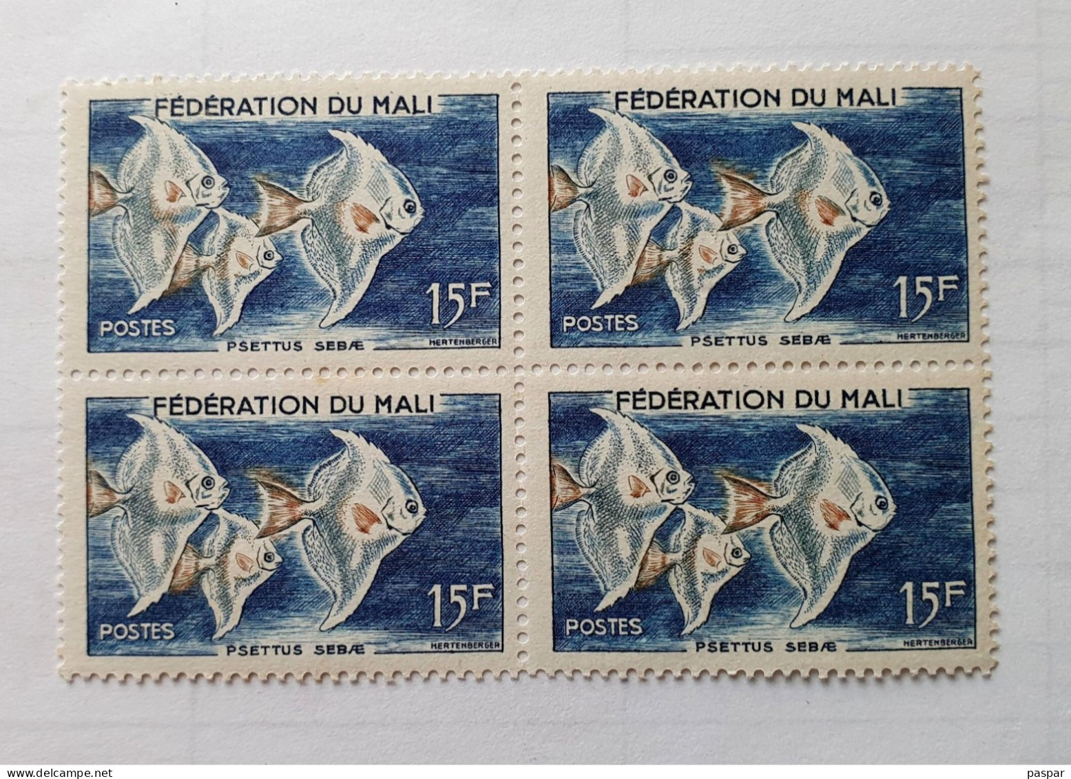 Bloc De 4 Timbres Neufs 15F Fédération Du Mali 1960  - Poissons Psettus Sebae - YT ML4 - Malí (1959-...)