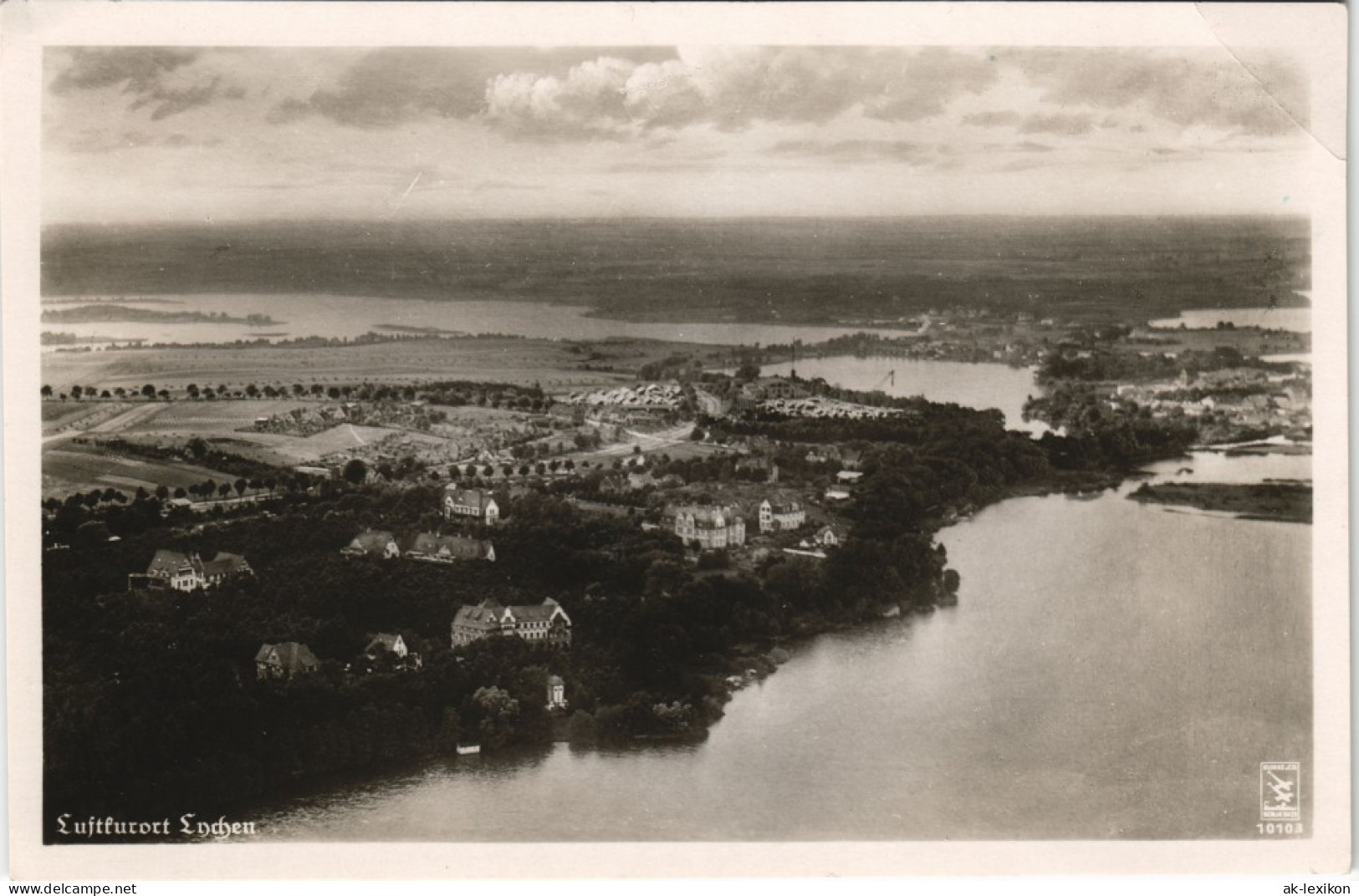 Ansichtskarte Lychen Fliegeraufnahme Panorama Gesamtansicht 1935 - Lychen