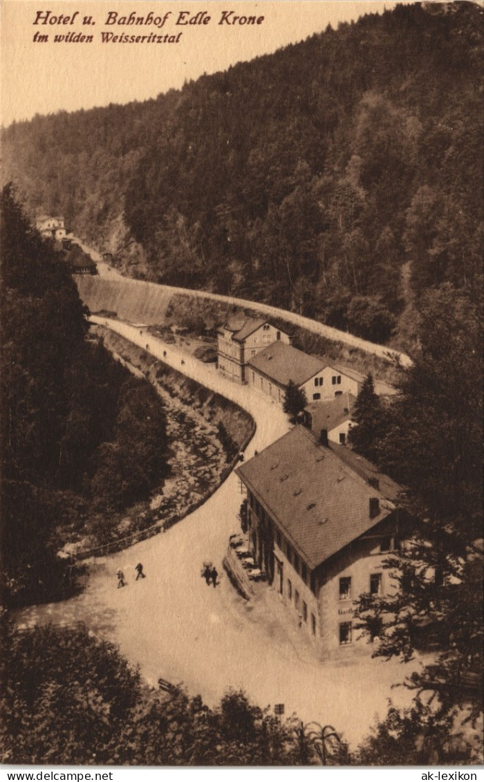 Ansichtskarte Edle Krone-Klingenberg (Sachsen) Wilde Weisseritz Bahnhof 1913 - Klingenberg (Sachsen)