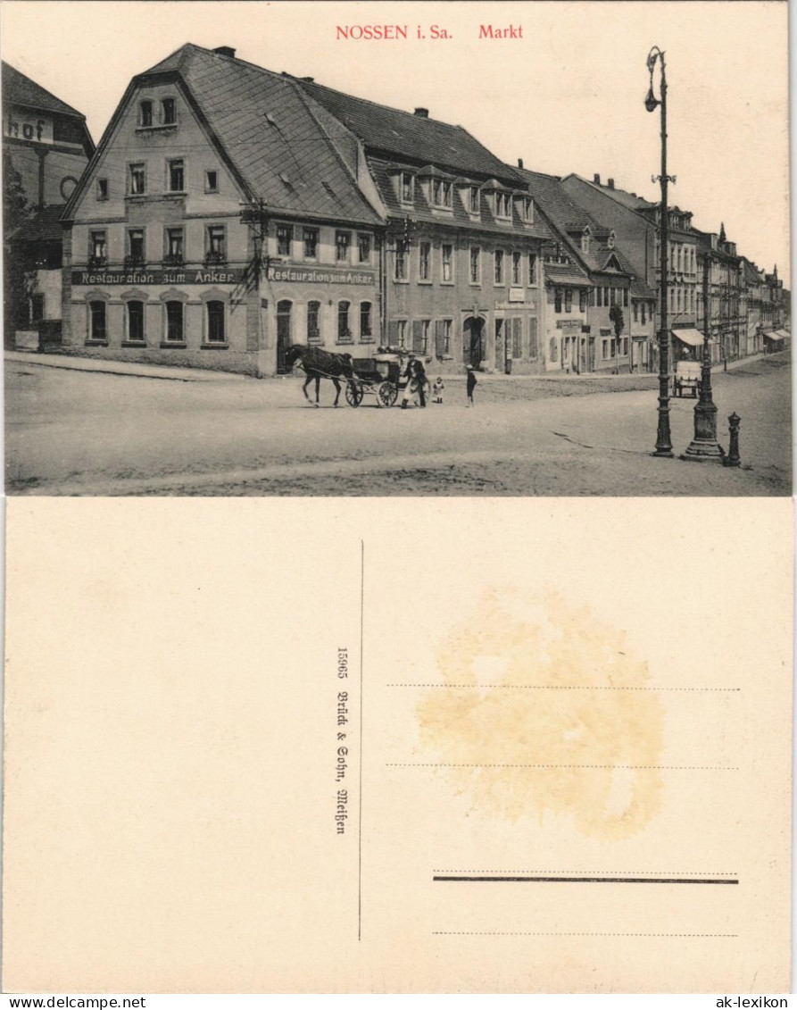 Ansichtskarte Nossen Markt Und Restauration Zum Anker 1912 - Nossen