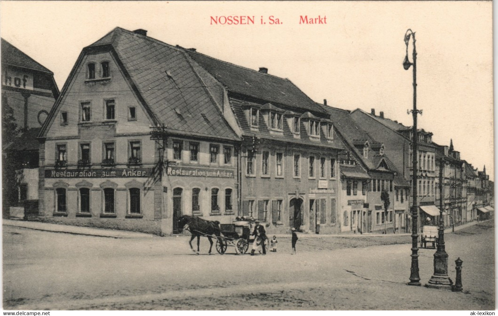 Ansichtskarte Nossen Markt Und Restauration Zum Anker 1912 - Nossen