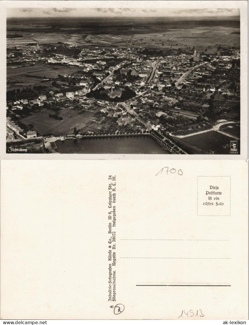 Ansichtskarte Jüterbog Luftbild Fliegeraufnahme Gesamtansicht 1940 - Jueterbog