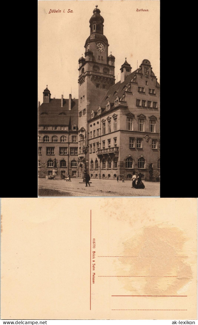 Ansichtskarte Döbeln Rathaus, Brunnen 1914 - Döbeln