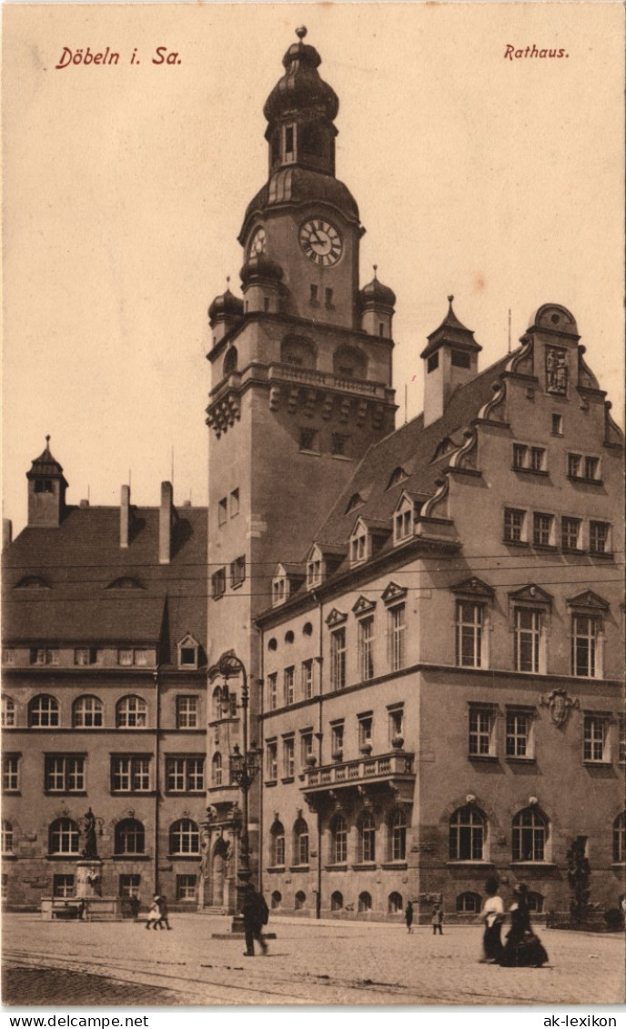 Ansichtskarte Döbeln Rathaus, Brunnen 1914 - Doebeln