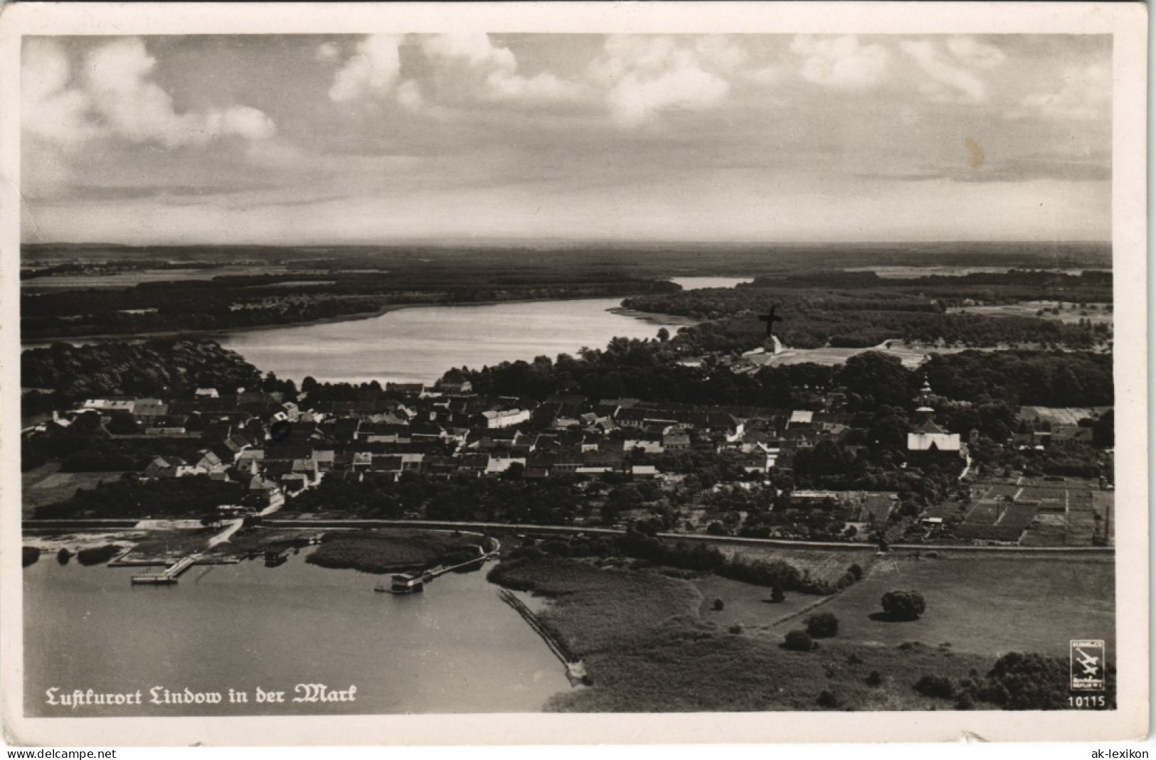 Ansichtskarte Lindow (Mark) Stadtteilansicht Luftaufnahme 1940 - Lindow