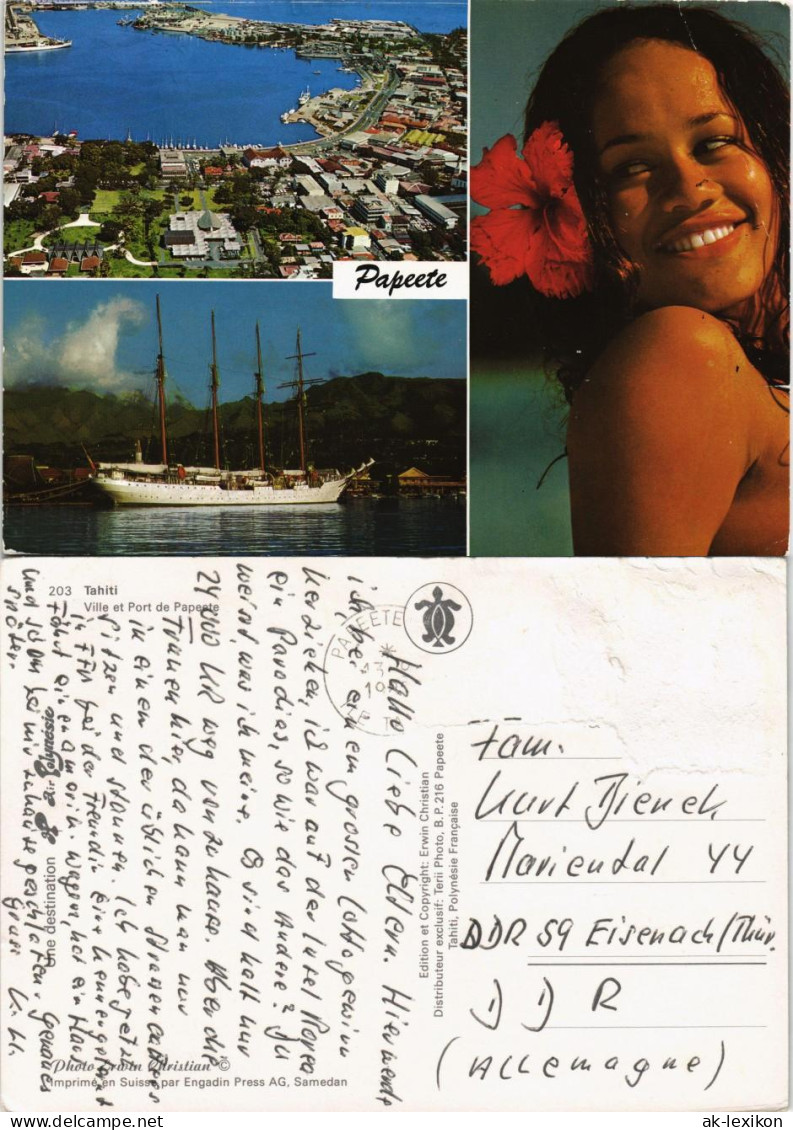 .Tahiti Tahiti (Insel) Papeete Ville & Port Südsee Schönheit 1990 - French Polynesia